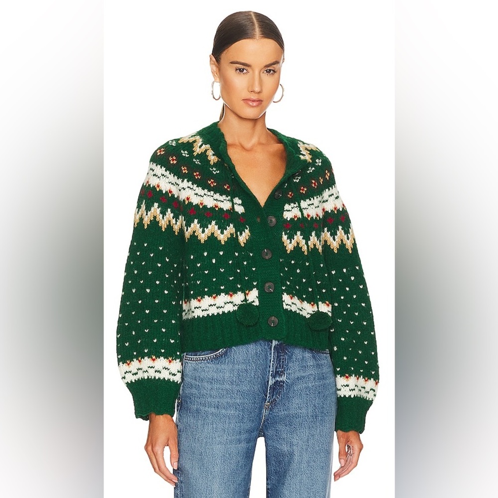 The Great. Ice Rink Cardigan in Alpine green size 3 (large)